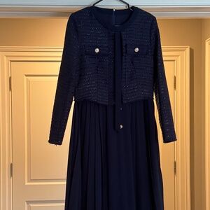 Navy Blue Tweed Dress